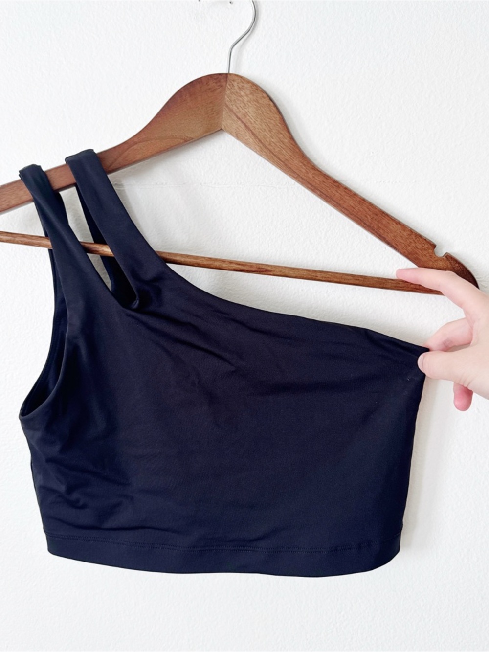 Fabletics Asymmetric Black Sports Bralette with Double Straps ~medium